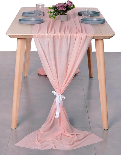 MDS Halloween Chiffon Table Runner - 20 Pack, 29 x 120 Inches, 10ft Each - Sheer Spooky Table Runners for Haunted House Parties, Trick-or-Treat Tables, Witchy Décor, Wedding & Events - Dusty Rose