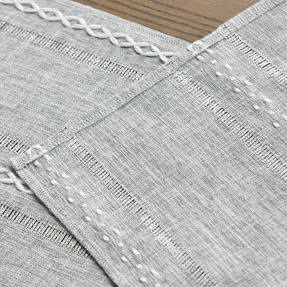Artoid Mode Grey Rustic Cotton Linen Table Runner, Seasonal Embroidered Hollow Kitchen Dining Table Decoration for Home Party Decor 13x36 Inch
