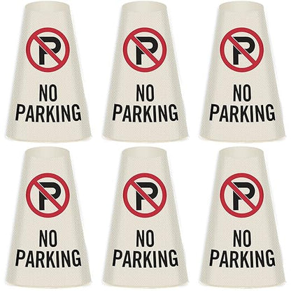 SmartSign 6-Pack "No Parking" Reflective Cone Message Sleeve Collar with Symbol, 360-Degree Visibility, Non-Adhesive Vinyl Signs for Traffic Safety Cones, 3-Side Print [Cone Not Included]