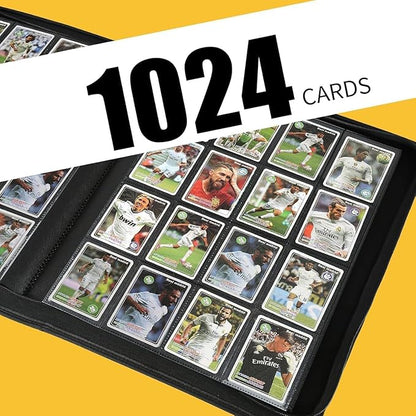 Premium Ringless Trading Card Binder - 1024 Capacity, 16 Side-Loading Pockets per Page, Archival Quality Protection & Anti-Slip Spine for TCG, MTG, Sports Cards (Black1)