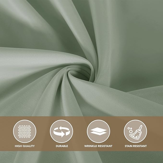 sancua Square Tablecloths 85x85 Inch, 2 Pack - Sage Green Fabric Table Cloth for Square or Round Tables, Washable Polyester Table Cover for Outdoor Party, Birthday, Buffet, Resturant