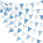 32Ft Ocean Coastal Nautical Beach Party Decorations Blue Bow Starfish Seashell Fabric Pennant Banner Triangle Flag Garland Streamer for Under The Sea Birthday Summer Baby Shower Bachelorette Supplies