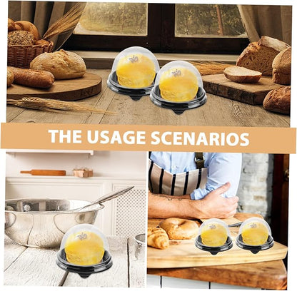 NUOBESTY Individual Cupcake Boxes 100pcs Round Plastic Transparent Dome Cupcake Boxes Egg-Yolk Puff Food Container Single Dome Boxes Baking Packing Box - Black