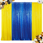 ShinyBeauty Sequin Backdrop Yellow and Royal Blue Backdrop Set of 4, 2FTx8FT Photo Backdrops Shimmer Wall Photograph Backgrounds Glitter Curtains 4 Pieces