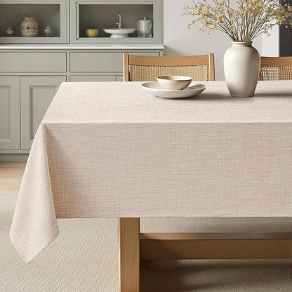 MIULEE Ivory Linen Tablecloth 60x144 Inch Rectangle Table Cloth Waterproof,Stain Resistant & Wrinkle Resistant for Dining Party Wedding