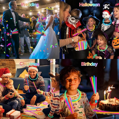 Halloween Glow Sticks Bulk Party Pack- Ultra Bright 800pk Glow in the Dark Party Favors, Glow Decorations, Neon Party Glow Necklaces and Glow Bracelets with Connectors