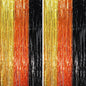 2 Pack Black Gold Orange Foil Fringe Backdrop Curtains, Tinsel Streamers Party Decorations, Fringe Backdrop, Door Shimmer for Construction or Birthday Party