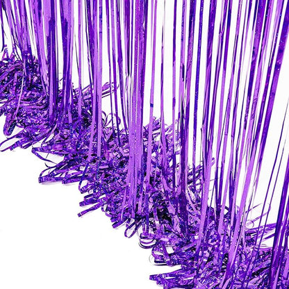 BRAVESHINE Purple Tinsel Foil Fringe Curtains - 2Pcs 3.2x8.2ft Metallic Holidays Photo Backdrop for Halloweens Birthdays Valentine's Bridal Shower Bachelorette Anniversary Engagement Party Supplies