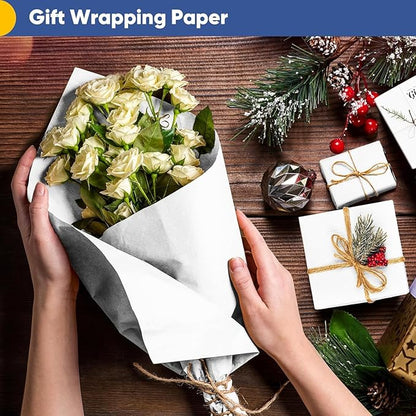 Vanhench White Wrapping Paper Roll 39"×1200" (100FT), Bulletin Board Paper, Arts & Crafts, Bouquet Flower Paper, Painting Drawing Paint Easel Poster Chart Paper, Classroom Art Supplies 70GSM 50LB
