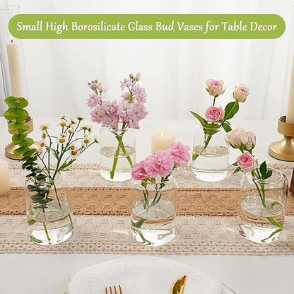 Small Glass Flower Vases, Set of 20 Clear Bud Vases for Centerpieces Mini Vase Bulk for Flowers for Wedding Birthday Party Housewarming Valentines' Day Table Centerpiece Decor