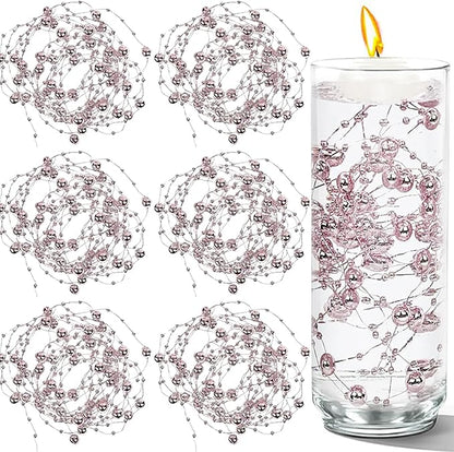 100 PCS Artificial Floating Beads for Centerpieces Vases, Rose Gold 8+3mm String Beads for Wedding Party Faux Pearl String for Decorating, String Pearls for Crafts Vase Filler