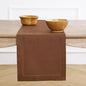 Solino Home Linen Brown Table Runner 90 Inches Long - 100% Pure Linen Hemstitch 14 x 90 Inch Table Runner for Dining, Fall, Autumn, Thanksgiving - Classic Hemstitch