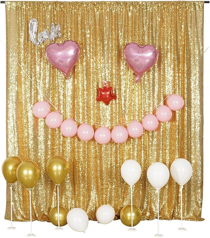 Poise3EHome 8FT x 10FT Sequin Photography Backdrop Curtain for Party Decoration, Golden