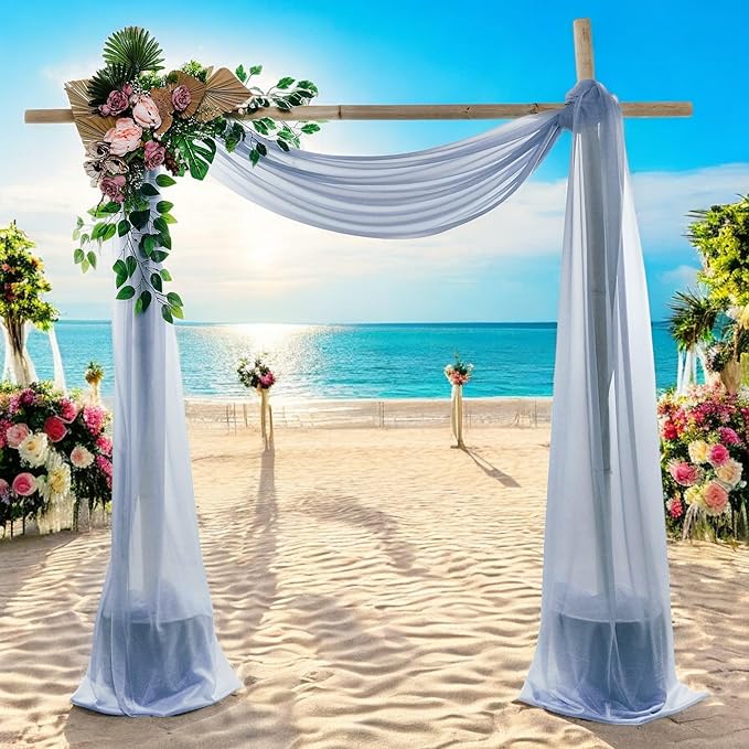 MDS Halloween Chiffon Draping Fabric - 2 Panel, 30" Wide x 100ft Long - Sheer Spooky Arbor & Canopy Drapery for Haunted House Backdrops, Party Ceilings, DIY Costumes & Themed Events - Dusty Blue
