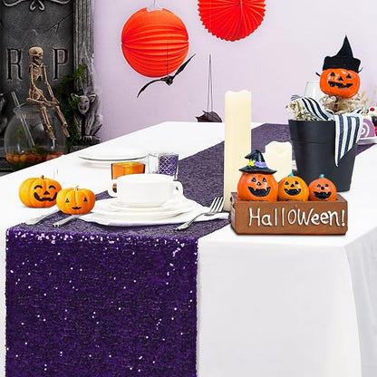 Eternal Beauty Purple Table Runner for Wedding, 5PCS-12x108 Sequin Table Runner Decorations for Birthday Parties, Banquets, Graduations,Christmas