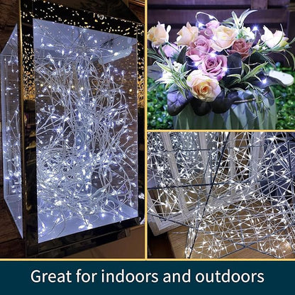 LAMPHOME 6 Pack Fairy Lights Battery Operated String Lights 6.6ft 20 Led Mason Jar Lights Waterproof Silver Wire Light Fireflies DIY Party Wedding Christmas Decoration(6 Pack,White)