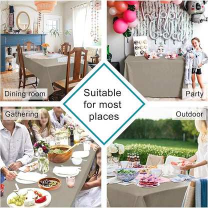 Hiasan Taupe Rectangle Tablecloth - Waterproof and Spillproof Washable Fabric Table Cloth for Dining Room Kitchen Party and Outdoor, 60 x 84 Inch