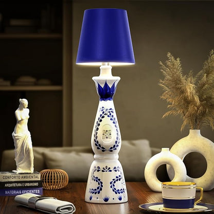 Wireless Bottle Lamp for Any Type of Bottle - LED Bottle Lamp for Indoor & Outdoor - 100% Waterproof - 3000K Warm Light - Wireless & Rechargeable, Unique and Beautiful Design (Navy Blue)