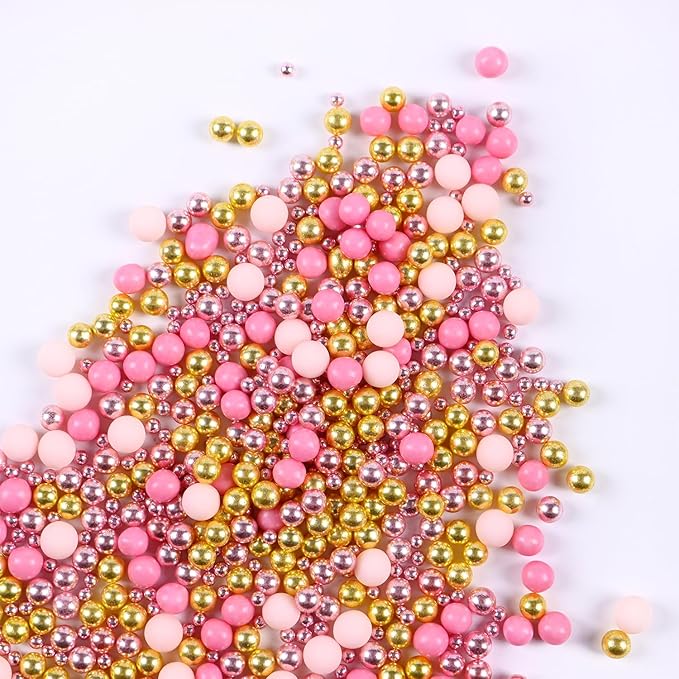 Valentine Sprinkles for Cake Decorating 7 Ounce Rose Gold Pink Sugar Pearl Metallic Sprinkles for Cupcake Toppers, Cookies, Ice Cream Cake Decorationss Baking for Wedding Shower Party