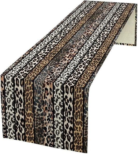 Cow Patchwork Print Table Runner, Country Farm Animal Fur Skin Farm Safari Wildlife Pattern Table Runner for Dinner Dinning Home Kitchen Living Room Party Holidays Setting, 13x90 Inch