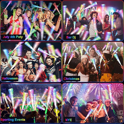 38 PCS Halloween Glow Sticks Bulk, Glow Fiber Optic Sticks, LED Light Wands, Glow in The Dark Party Supplies, Fiber Optic Wands for Weddings, Flashing LED Party Favors, Colorful Light Sticks