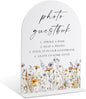 Wedding Signs for Ceremony and Reception, Boho Floral Acrylic Photo Guestbook Sign, Wedding Signage with Stand, Bridal Shower Table Centerpieces, Supplies for Engagement Reception Event Party, 28