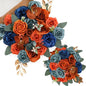 Artificial Flowers Combo for DIY Wedding Bouquets Combo Centerpieces Arrangements Party Bridal Baby Shower Home Decorations-Teal&Terracotta