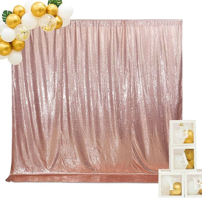 SquarePie Sequin Backdrop Non-Transparent Background Sparkly Curtain for Wedding Party 6FT x 8FT Rose Gold