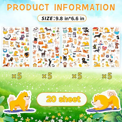 Cute Dog Stickers Puppy Pet Decal Sticker 780 Counts Party Gifts Goodie Bags Decor School Reward Animal Birthday Party Favors Vinyl Waterproof Dog Water Bottle Laptop Stickers Invitation Decor