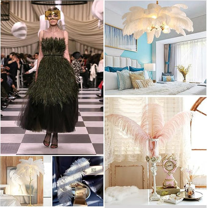 THARAHT Blue Ostrich Feathers 12pcs Large Natural Bulk 14-16Inch 35cm-40cm for Wedding Party Centerpieces Halloween and Home Decoration Feathers