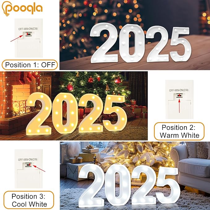 Pooqla LED Light Up Numbers, Warm White and Cool White Decorative Lighted Marquee Numbers, Light Up Numbers for Boys Girls Party, Wedding, Bar, Night Light, Room Decor, Birthday Decoration, Number 0