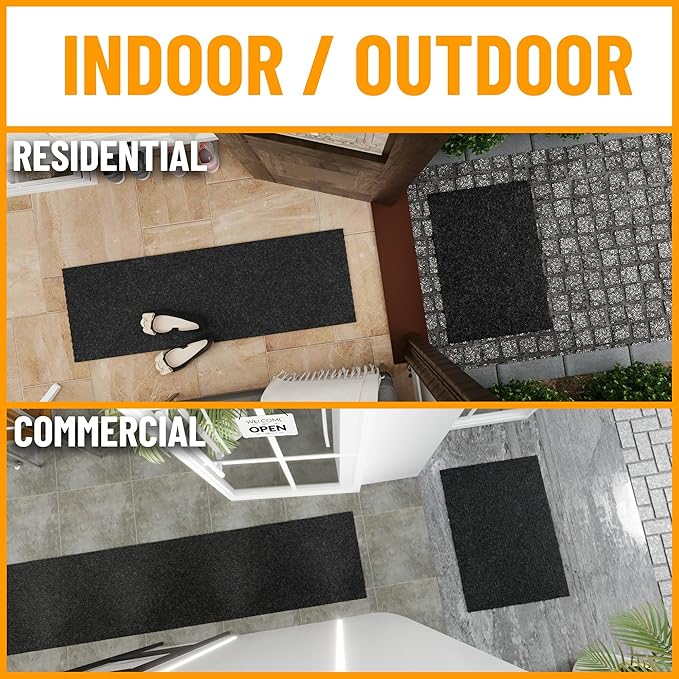 Ottomanson Commercial Scrape Rib Entry Mat – Heavy Duty Ribbed Floor Mat for High Traffic – Non Slip Rubber Back, Waterproof – Indoor Outdoor Use for Offices, Schools, Lobbies, 2' x 23', Black