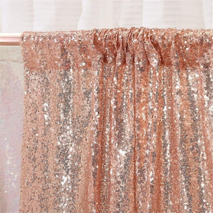 Eternal Beauty Rose Gold Sequin Backdrop, 8x10 Ft Glitter Background Curtains for Shimmer Photography Party Wedding Birthday Back Drop Decor