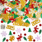 Christmas Day Confetti, Shape Glitter Metallic Foil Table Scatters Confetti Red Green White Party Decorations Table Sprinkles Snowflake Santa Elk for Christmas Party Supplies Decor