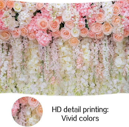 10x10ft Pink Rose Flower Wedding Photography Backdrop Spring Floral Photography Backdrop Valentine's Day Mother's Day Girl Birthday Baby Shower Wedding Bridal Party Banner Photo Booth Props Background