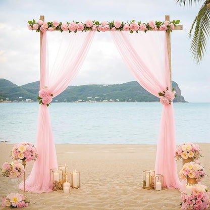 Arch Drapes for Wedding Arch Draping Fabric Blush Sheer Backdrop Curtain for Ceremony Bridal Party Decor 19Ft Length x 28" Width 2 Panel