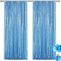 Blue Sequin Backdrop Curtain 2 Pieces 2FTx8FT Glitter Photography Backdrop for Party Wedding Birthday Christmas Decorations