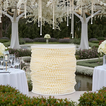 164 Feet Faux Pearl Beads Garland 3mm Craft String Pearls for Wedding Centerpiece Christmas Tree and Flowers Decoration DIY(Ivory)