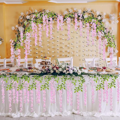 5 Pack Pink Wisteria Hanging Flowers Garland, 3.77 Feet Artificial Flower Vines, Fake Wisteria, Artificial Vines Hanging Garland for Backdrop Outdoor Yard Garden Decor