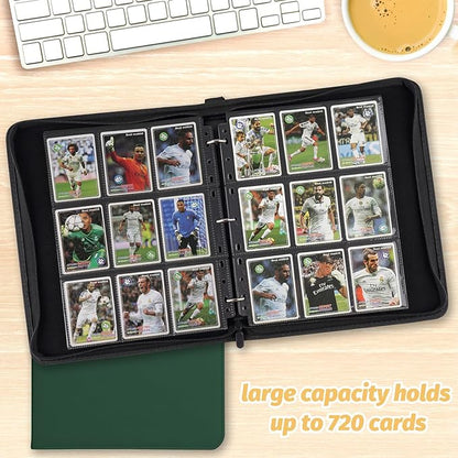 Trading Card Binder, 720 Pockets Card Binder, 9-Poccket Sided Pocket Sports Card Binder, Premium Card Binders Compatible with MTG, TCG, Baseball Cards(Dark Green)