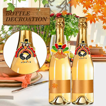 KPOSIYA Thanksgiving Napkin Rings Set of 6, Turkey Napkin Rings Vintage Alloy Fall Napkin Holders for Holiday Dinner Parties, Weddings, Family Gatherings
