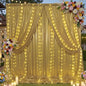 30x10 ft Gold Sequin Backdrop Curtain with Lights for Parties, Wrinkle Free Glitter Photo Backdrop Drapes Shimmer Back Drop Cloth with Light Strings for Wedding Birthday Photography Background