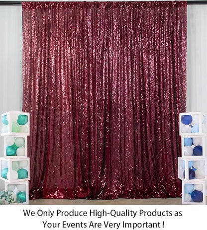 ShiDianYi 6x8FT Sequin Photo Backdrop Sparkle Fabric Window Curtains- Burgundy Glitter Backdrop for Wedding Birthday Christmas Party Decor, Bridal Shower