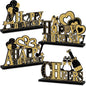 4 Pieces Anniversary Decorations Wooden Table Centerpieces, Black Gold Happy Wedding Anniversary Table Sign Party Supplies, 10th 20th 30th 40th 50th 60th Anniversary Table Decor for Indoor Outdoor