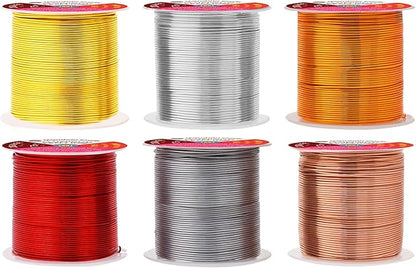 Mandala Crafts 20 Gauge Anodized Aluminum Craft Wire for Jewelry Making - 450 FT Colored Flexible Silver Copper Light Gold Gray Gold Red Wire - Bendable for Bonsai Armature Crafting Sculpting