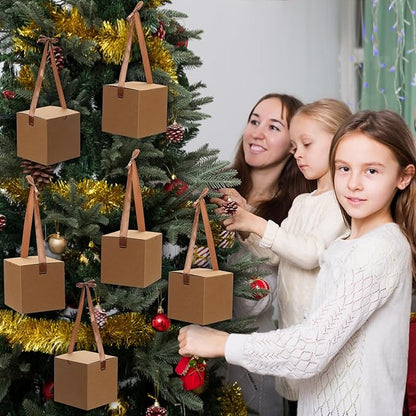 DOYIDE Small Gift Boxes, 20 Pack 5x5x5 Inch Brown Elegant Paper Boxes with Ribbons, Crafting, Christmas Gift Box Wedding Party Favor, Cupcake, Candy, Bridesmaids Proposal Box