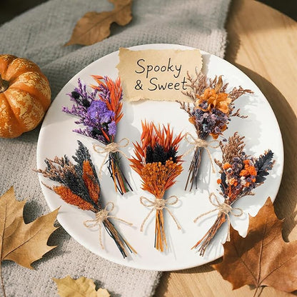 12/24 PCS Charming Dried Flowers Bouquet for Vase Various Dried Wildflowers with Stems Mini Handmade Wildflowers Natural Real Flowers Bulk Flowers Craft (Colorful World, 12PCS)