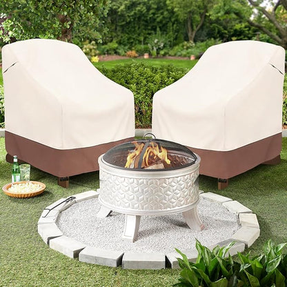 okcool Patio Adirondack Chair Cover 2 Pack,Waterproof Heavy Duty Outdoor Chair Covers,Patio Adirondack Chair Cover for Outdoor Chair,(33W x 35D x 36H inches),Beige & Brown