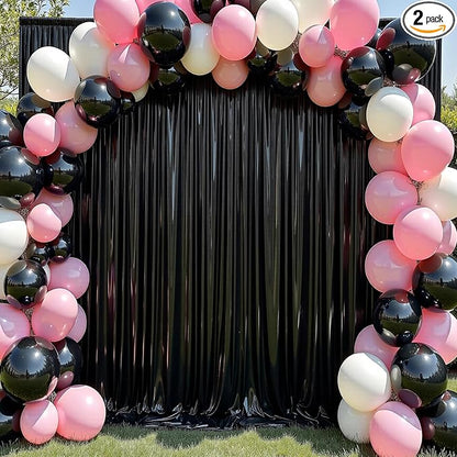10x10 ft Wrinkle Free Black Sequin Backdrop Curtain for Parties,Thick Not Fall Glitter Wedding Drapes Backdrop,2 Panels 5x10ft Shimmer Photo Wall Back Drop Cloth for Birthday Photography Background