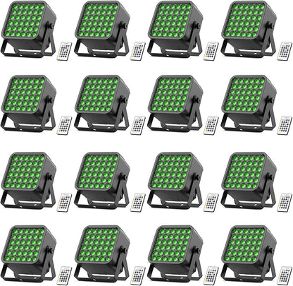 Rechargeable Par Can Lights, 72W RGB 5200mAh Uplights Battery Powered Stage Light, Wireless DJ Lights Sound Activated with Remote & DMX Control for Festivals, Weddings, Bars, Churches, DJ (16 Packs)